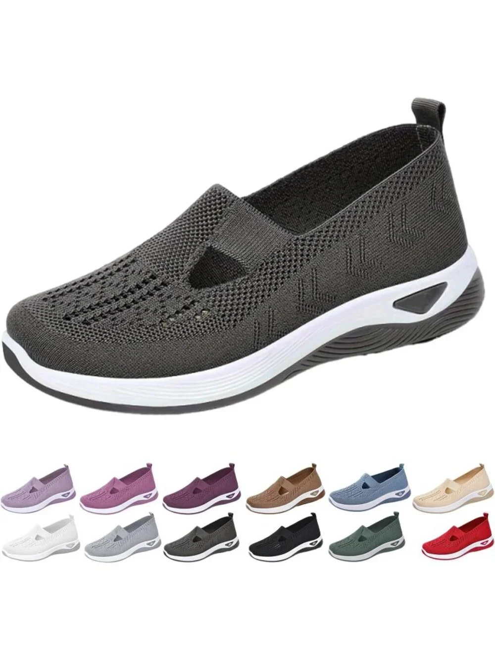 Women's Dark Grey Lightweight Orthopedic Woven Breathable Pull On Sneakers